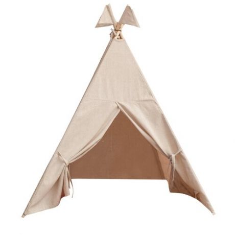 Палатка VIGVAM shop вигвам льняной с флажками и системой антискладывания, однотонный, большой размер, бежевый