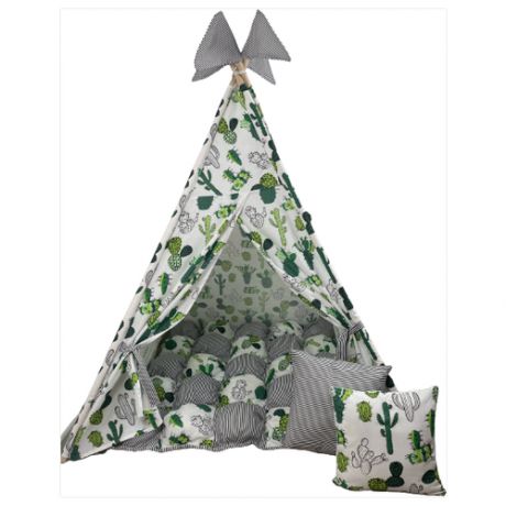 Палатка, Вигвам Для Детей Мексиканский домик - 2. Комплект: Вигвам, Подушка, Антискладывание, Окно, Флажки
