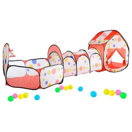 Палатка детская с тоннелем и бассейном для шариков, шарики в комплекте (в коробке с ручкой)