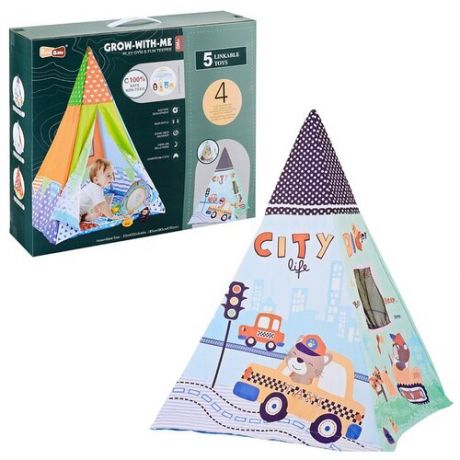 Палатка детская Город "такси" в комплекте погремушки (в коробке с ручкой)
