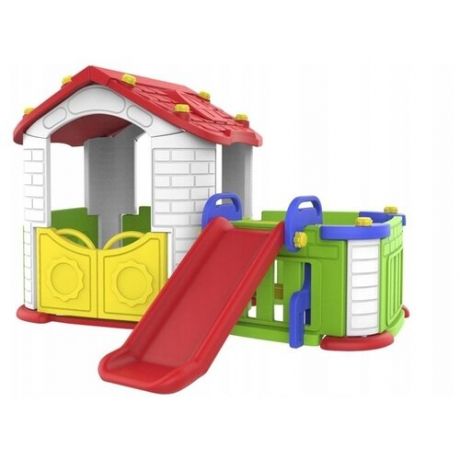 Домик Toy Monarch Big Happy Playhouse with Slide CHD-803, белый/красный/зеленый