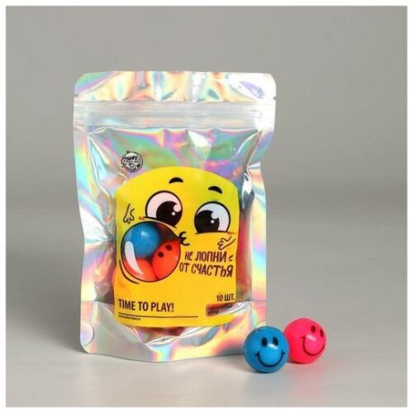 Мячи каучуковые "Не лопни от счастья" 10 шт., d=2.5 см