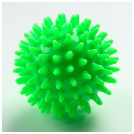 Мяч-ёжик «МалышОК!», диаметр 65 мм, цвет зелёный, в пакете