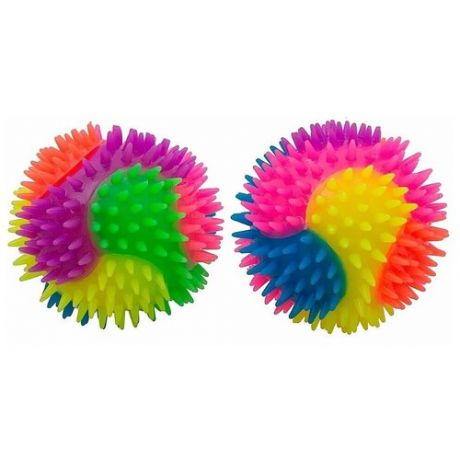 Мячи массажные YarTeam, детские, набор из 2 мячей, разноцветные, светящиеся, диаметр - 9 см