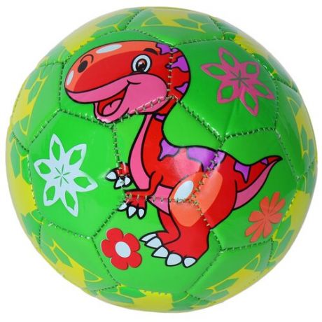 Мяч футбольный Динозавр, размер 2, вес 100г, ПВХ, для детей, для малышей, для активных игр, спорт, отдых, футбол, диаметр 15 см, красный
