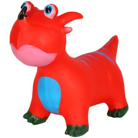 Резиновая игрушка прыгун Динозавр с рожками детская надувная игрушка надувное животное попрыгун со звуком