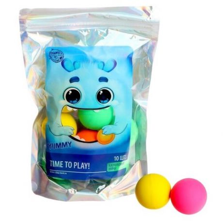 Мяч Funny toys Монстрик каучуковый, 9 шт., 5166408, 4.5 см, разноцветный