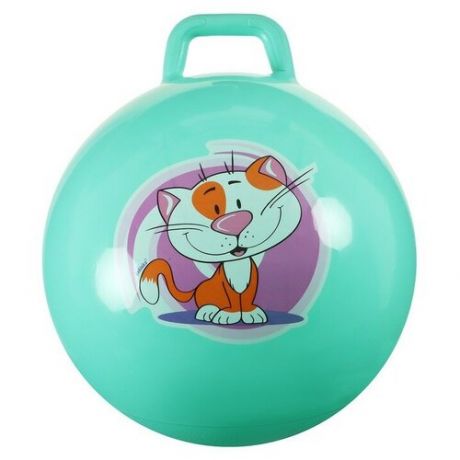 Мяч-прыгун с рожками "Котик" 55 см, 480 г, цвет бирюзовый