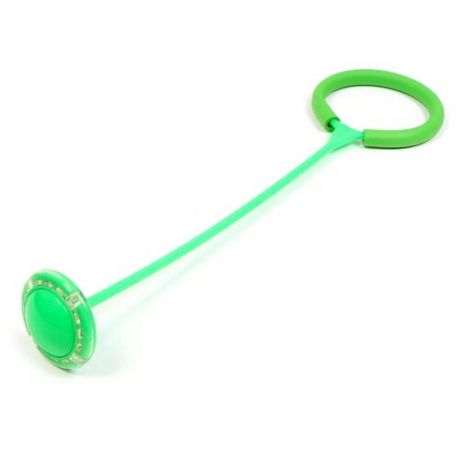 Нейроскакалка скакалка на ногу со светодиодным LED роликом, развивающая, для детей, тренажер для мозга, 60 см, колесо со светом, цвет зеленый