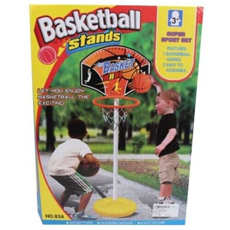 Набор для игры в баскетбол Наша Игрушка напольный, стойка высота 105 см, щит, мяч, насос (83A)