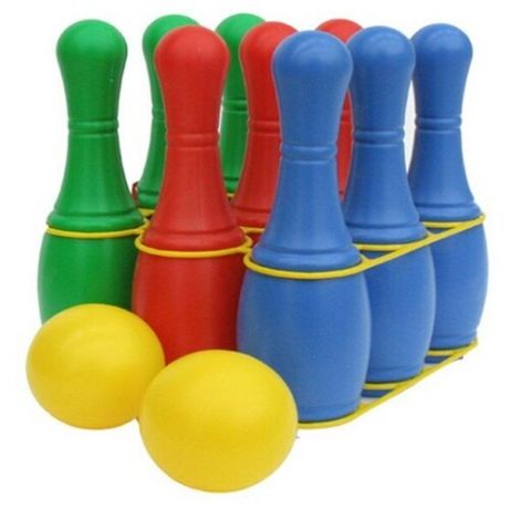 Спортивный игровой набор Полесье "Кегли", 9 штук (6447), зеленый/ синий/ красный
