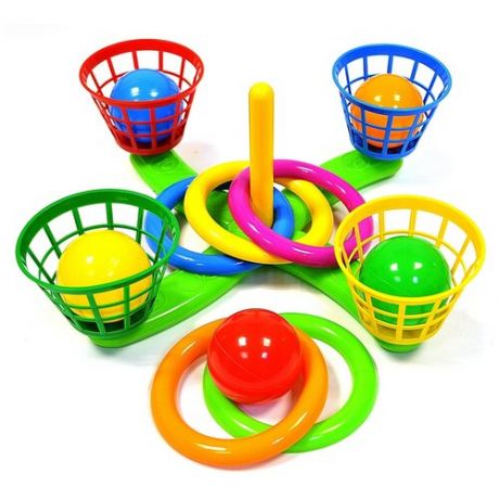 Игровой набор, Кольцеброс, Крестовой, Зеленый, Игра детская, С корзинами и шариками.