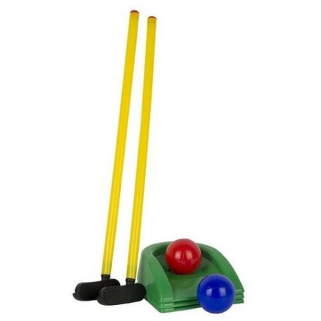 Игровой набор Мини - гольф клюшка 2 штуки, лунка 3 штуки, шар 2 штуки Совтехстром 5421795 .