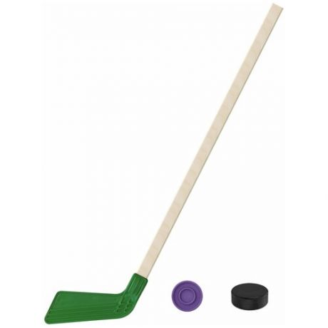 Набор зимний: Клюшка хоккейная зелёная 80 см.+шайба + Шайба хоккейная детская 60 мм Задира-плюс