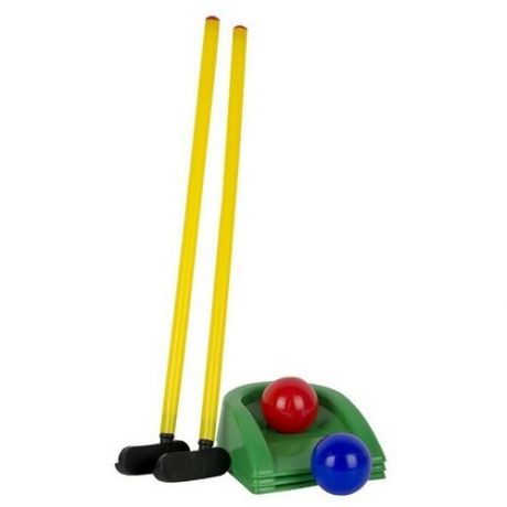 Игровой набор Мини - гольф клюшка 2 штуки, лунка 3 штуки, шар 2 штуки