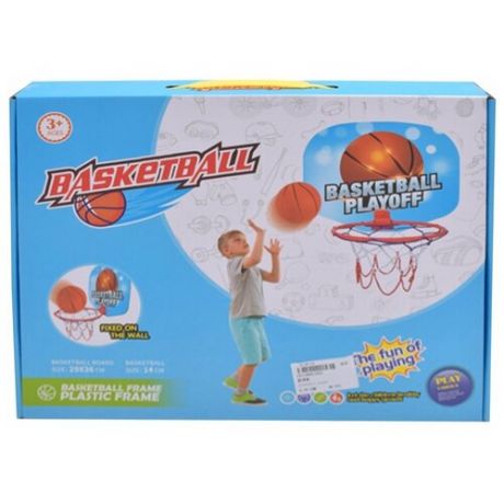 Набор для игры в баскетбол, пластик, в комплекте: щит - 36*29 см мяч+ насос, крепления: крючки на присосках - 2шт. Shantoy Gepay 2