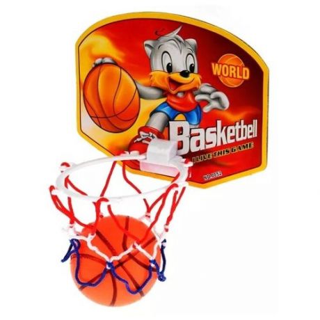 Детский набор для игры в баскетбол YarTeam (баскетбольный щит, кольцо, мяч, игла), размер щита - 19 х 0,2 х 14 см