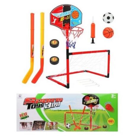 Набор 3 в 1 Наша Игрушка футбол, баскетбол, хоккей (JY2266C1) разноцветный