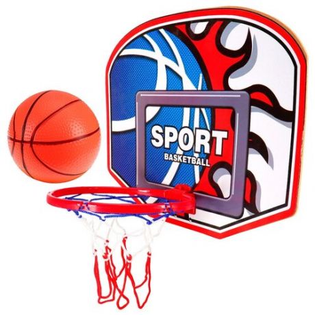 Баскетбольный щит с кольцом Sport, мяч, игла, сетка, набор детский для игры в баскетбол для дома и улицы, диаметр кольца 19 см, 40х30 см