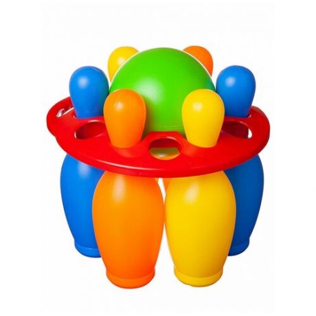 Игровой набор Junfa Боулинг с шаром и 6 кеглями в держателе, JUNfa
