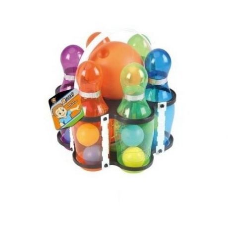 Боулинг, в наборе с 6 прозрачными с шариками внутри кеглями и шаром в пластиковом держателе - Junfa Toys [WA-16429]