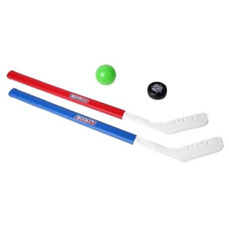 Хоккейный набор:2 клюшки, шайба, мяч ТехноК Т5569