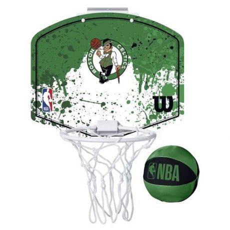 Набор для мини-баскетбола Wilson NBA Team Mini Hoop Boston, арт. WTBA1302BOS, щит с кольцом, мяч р.1