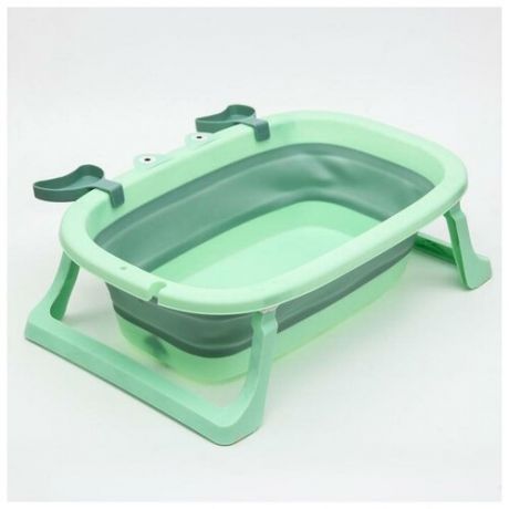 Ванночка детская складная со сливом, «Краб», 67 см цвет зеленый