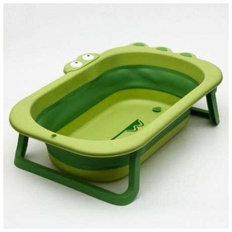 Ванночка детская складная со сливом, «Крокодил», 80 см цвет зеленый