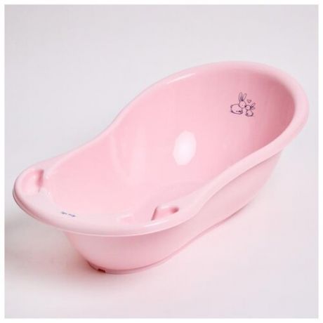 Ванна детская Tega Baby "Кролики" со сливом и термометром, 86 см, цвет розовый
