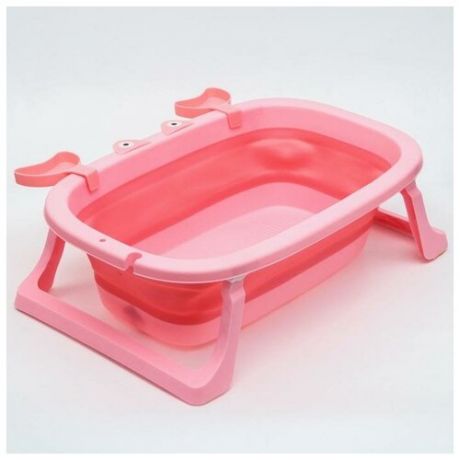 Ванночка детская складная со сливом, «Краб», 67 см цвет розовый