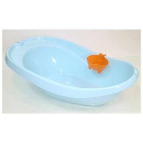 Детская ванна Буль-Буль с ковшом и сливом Голубой Оранжевый