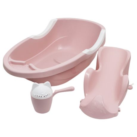 Набор для купания детский, ванночка 86 см горка, ковш -лейка, цвет розовый