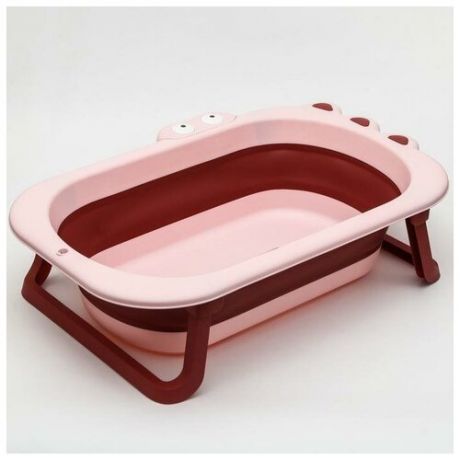 Ванночка детская складная со сливом, «Крокодил», 80 см цвет розовый