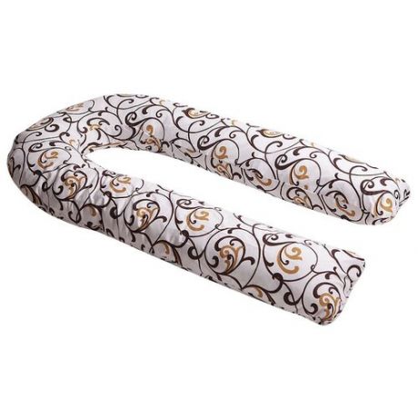 Наволочка Body Pillow на подушку для беременных U поликоттон, коричневый/светло-бежевый