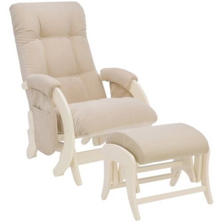 Кресло для мамы Milli Smile (с карманами) с пуфом, текстиль, дуб шампань/verona vanilla
