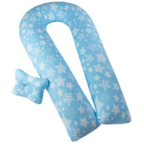 Подушка для беременных BIO-TEXTILES "U Комфорт + подушка для младенцев "Малютка" Звезды голубые с холлофайбером