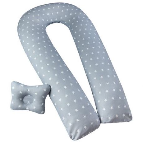 Подушка для беременных BIO-TEXTILES "U Комфорт + подушка для младенцев "Малютка" Звездочки серые с холлофайбером