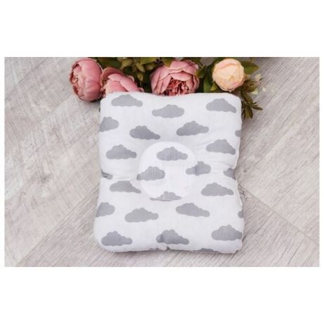 Подушка для кормления и сна Baby joy, размер 26 × 28 см, принт звездочка, цвет серый