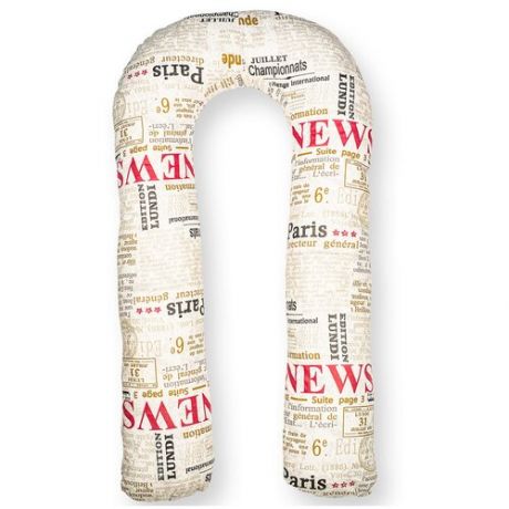 Подушка для беременных Vensalio U340 Premium "Paris News", бежевая, 140x90