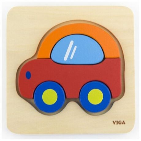 Развивающая деревянная игрушка Монтессори - Деревянная машинка головоломка пазлы , Viga 50172