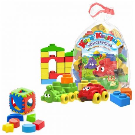 Развивающие игрушки для малышей/ Игрушка "Кубик логический малый" + Конструктор "Кноп-Кнопыч" 114 дет.