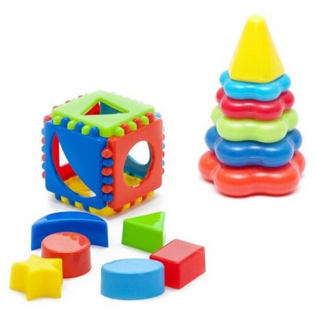 Набор Игрушка Кубик логический малый + Пирамида детская малая