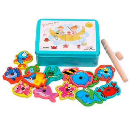 Обучающая игра, рыбалка магнитная, игрушка детская, развивающая деревянная игрушка Океан