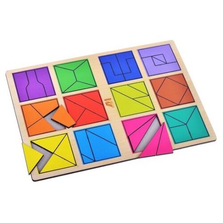 Рамка-вкладыш Деревянные игрушки Сложи квадрат 2 уровень (ДИ018)