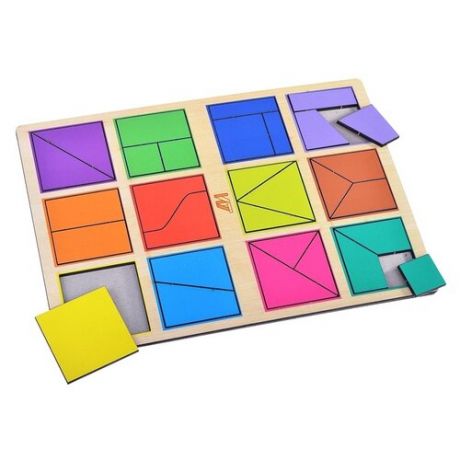 Рамка-вкладыш Деревянные игрушки Сложи квадрат 1 уровень (ДИ017)