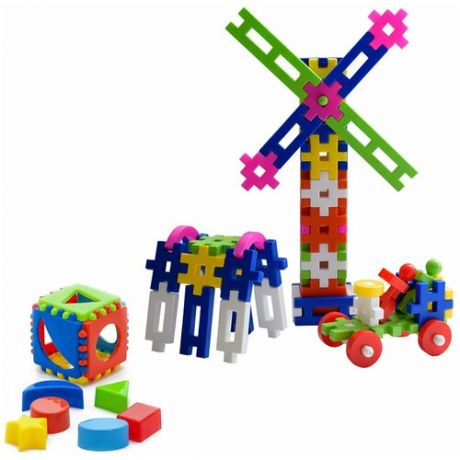 Набор развивающий: Игрушка "Кубик логический малый" арт. 40-0011 + Конструктор «Малыш - 2», 70 дет. арт. М-2