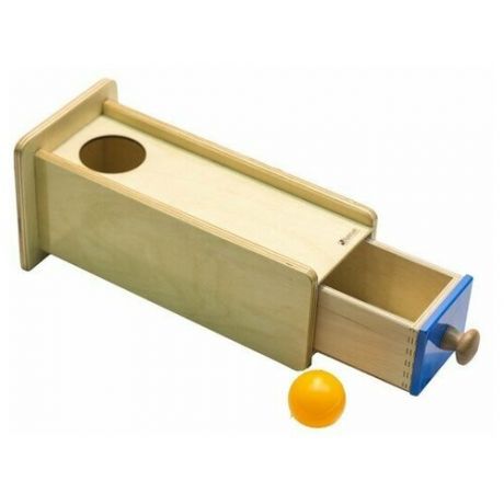 Монтессори игрушки / Монтессори для малышей / Монтессори игрушки от года /Деревянная коробочка с выдвижным шкафчиком и твердым пластмассовым шариком для детей от 12 месяцев