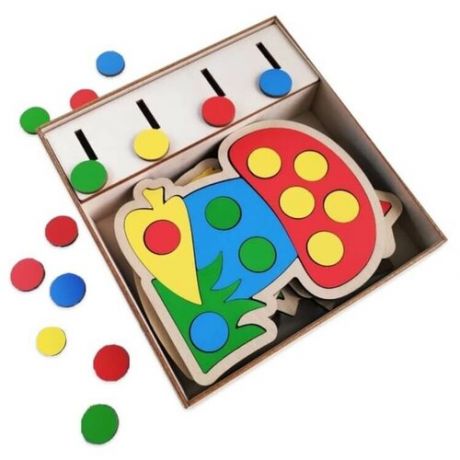 Развивающая игра сортер-пазл ToySib "Опушка", 3 рамки-вкладыша, 40 кружочков