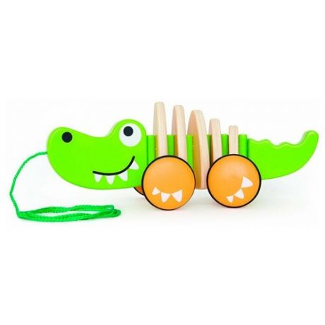 Деревянная игрушка-каталка "Крокодил" на веревке